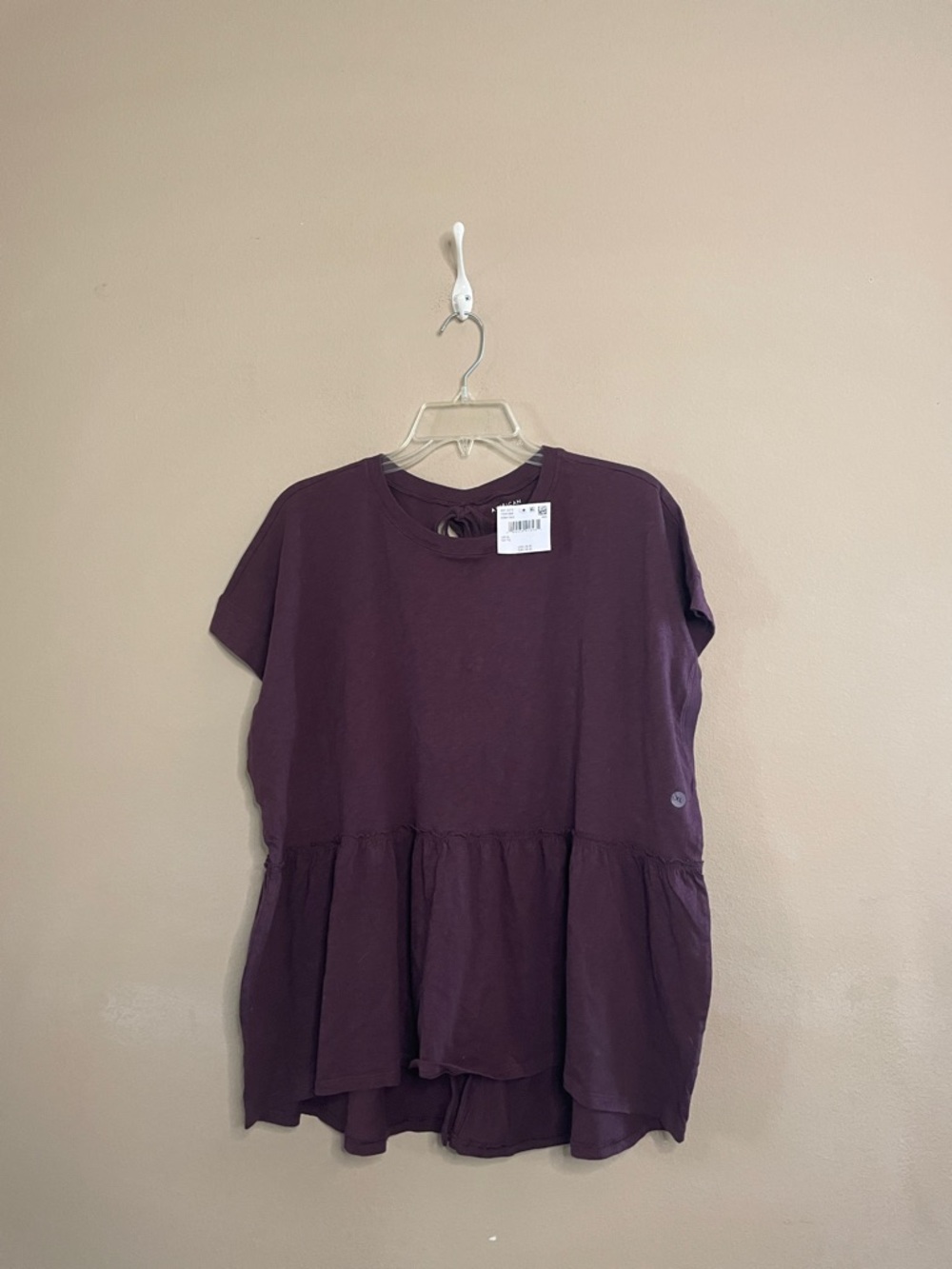 American Eagle Outfitters Short Sleeve Peplum Top - Plum